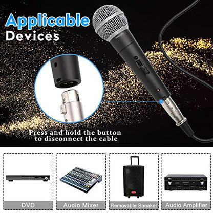 Perrycom Professional Dynamic Vocal Microphone with On and Off Switch, Cardioid Handheld Metal Mic for Singing, Compatible with AMP/Speaker/Mixer,Black Clip,XLR Gold-Plating Conn(TM58S) - style: Cardioid