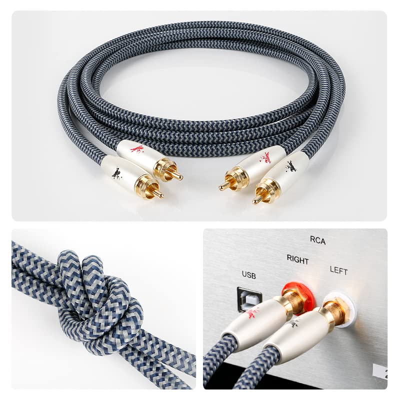 Premium 2RCA Audio Cable, Dual Male to Male, 1m(3.2ft), 24K Gold-Plated, OFC, for Turntable/Amp/Speaker/Audio - color: 2RCA Cable, size: 3.2FT/1m