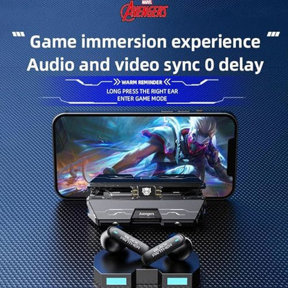 Wireless Earbuds,Gaming Bluetooth Earbuds with Charging Case LED, 45ms Low-Latency Stereo for Gaming/Running/Fitness/Work (Panther12)