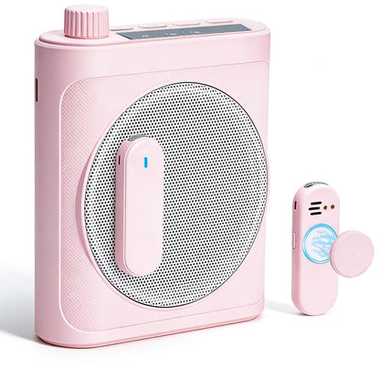 Voice Amplifier for Teachers, Dual Magnetic Lavalier Mic(Pink) | Bluetooth Portable Rechargeable Speaker for Classroom, Meetings, Tour Guide Speeches, Public Speaking, Coaches, PA System - color: Pink