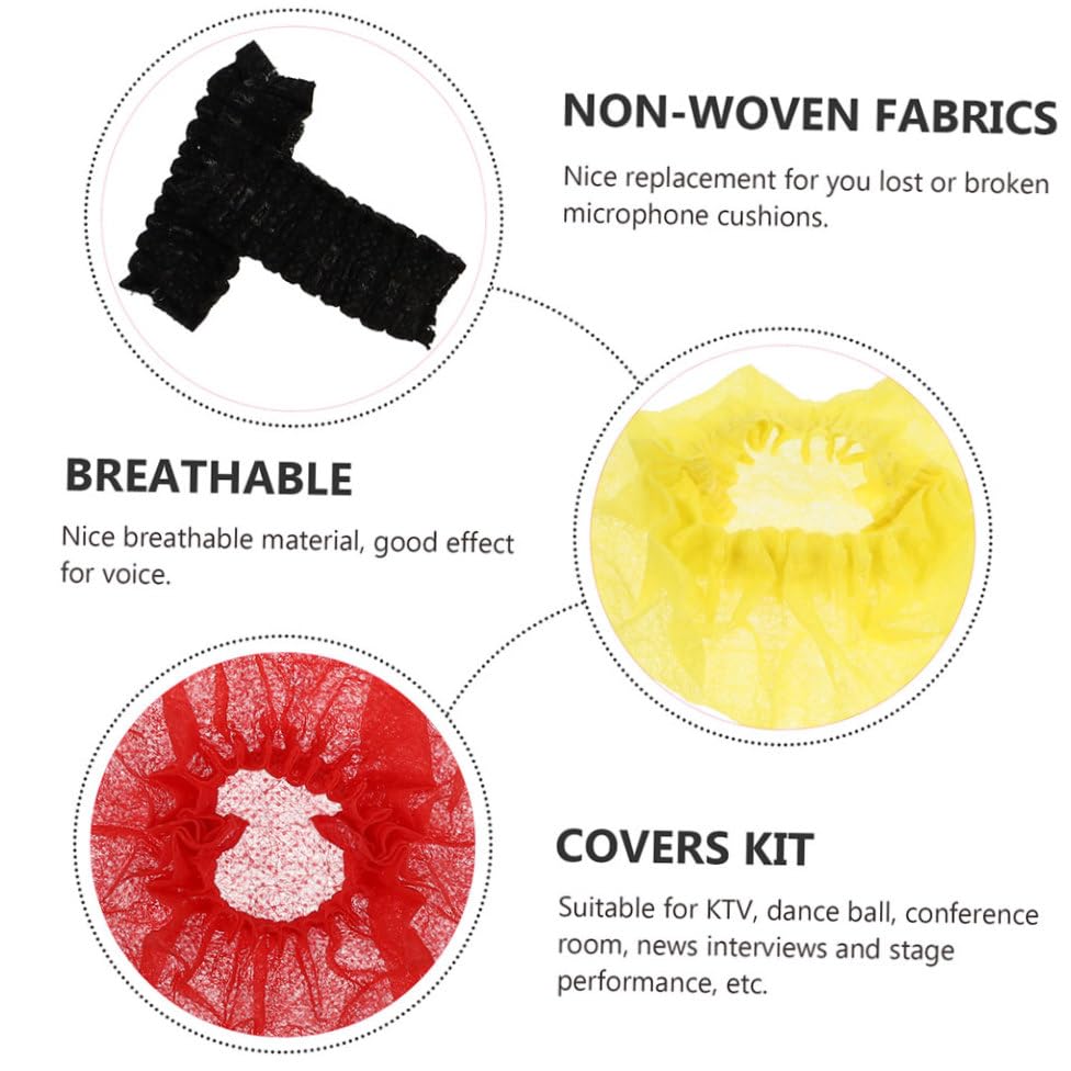 BESTonZON 120pcs Disposable Microphone Covers Anti-splash Creative Mic Cover for Protection against Moisture Dirt for Events Karaoke and Speech