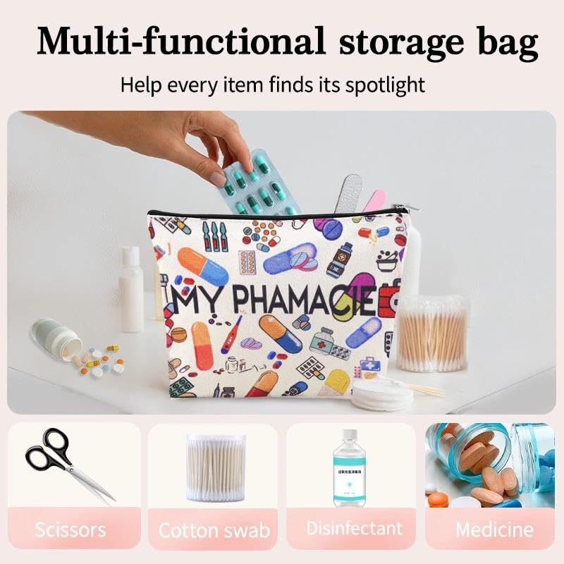 Pharmacy Technician Makeup Bag Pharmacist Graduation Retirement Appreciation Gifts Pharmacy Medication Storage Pharmacist Student Essentials Medical Zip Bag Travel Pharmacie Toiletry Cosmetic Pouch - color: Pharmacy Technician Makeup Bag