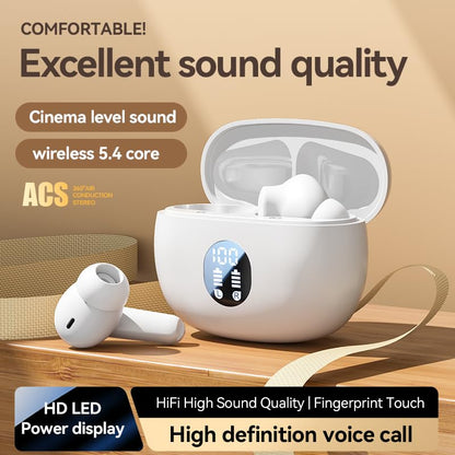 Wireless Earbuds, Bluetooth 5.4 Headphones Stereo Bass with Noise Cancelling Mic, Playtime in Ear Ear Buds with LED Power Display Charging Case, IPX7 Waterproof , for Sports Work Gaming (white) - color: White