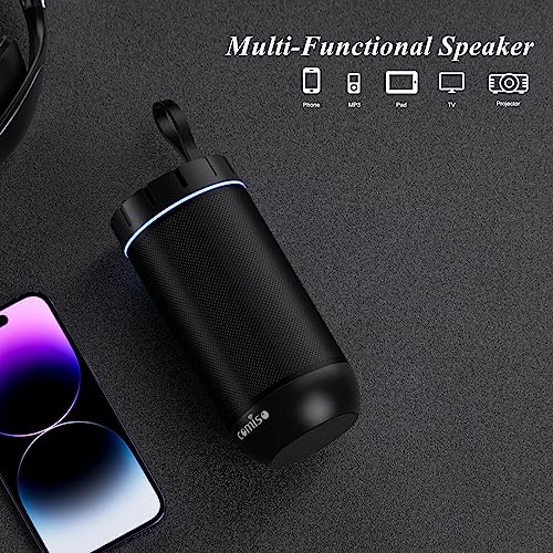 comiso Bluetooth Speaker, IP65 Waterproof, 24H Play, TWS, 360° HD Stereo | 360° immersive stereo sound with punchy bass; IP65 waterproof design; TWS pairing; 24-hour battery for home, camping, beach. - color: Black, style: Classic