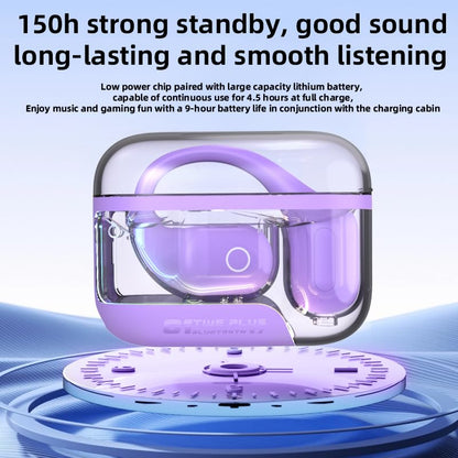 Clear Earhook TWS Gaming On Ear Earbuds - Wireless Earphones Low Latency with Charging case Over Ear Bluetooth Headphones Open Ear TWS Headset Suitable for Gamers/Runners/Fitters/Sport -White