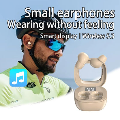 Ultra small mini earphones ，Mini Invisible Wireless Earbuds for Small Ear Canals, Low Profile Hidden Sleep Earbuds, IPX5 Waterproof Bluetooth Headphones for Work, Side Sleep & Daily Use (beige) - color: Beige