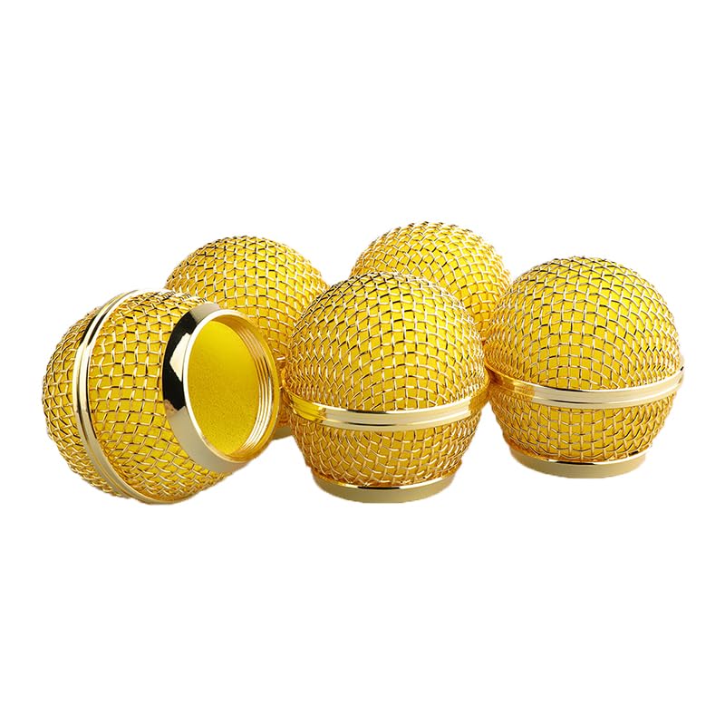1PCS Microphone Head Replace, Steel Mesh Mic Grille Heads, Grille Mic Ball Replacement with Inner Foam, Fits for SM58 (Gold, 1 pcs) - color: Gold, size: 1 pcs
