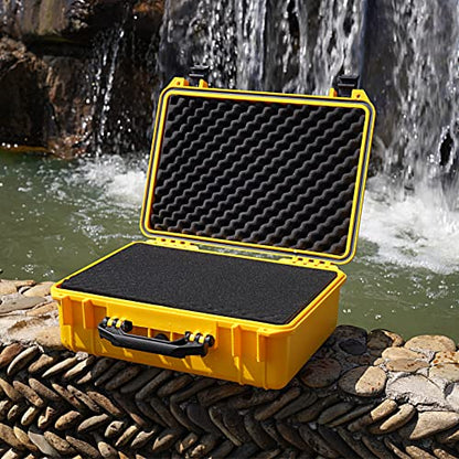 MEIJIA All Weather IP67 Waterproof Hard Camera Case,Hard Protective Case,Hard Case with Customizable Foam,Fit Use of Drones,Camera,Equipments,Pistols(Yellow,18.5 x14.06x6.93inches) - color: Yellow, size: 18.5 x14.06x6.93inches