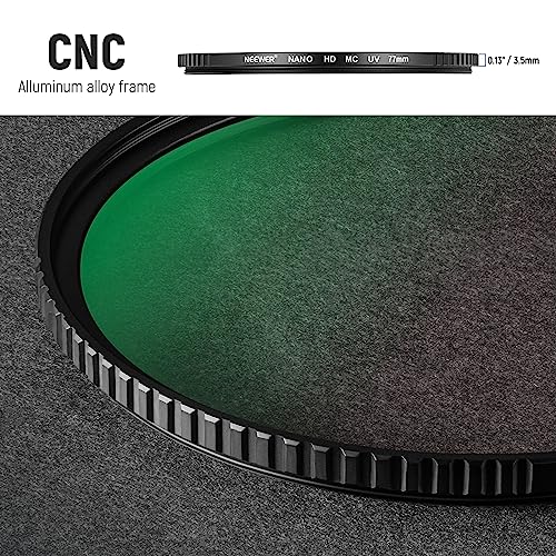 NEEWER 77mm MC UV Protection Filter 24 Layer Multi Resistant Nano Coatings/HD Optical Glass/Water Repellent/Scratch Resistant/Aluminum Alloy Ultra Slim Frame/Ultraviolet Filter - size: 77mm, style: UV