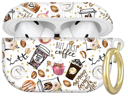 Compatible with AirPod Pro 2nd//1st Generation Case Cover with Key Chain,Full Protective Shockproof Wireless Headphone Case for Airpod Pro 2023/2022/2019(Coffee Pattern) - color: Coffee Pattern