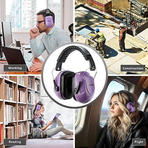 ProCase NRR 28dB Noise Reduction Ear Muffs, Foldable Adjustable Noise Cancelling Headphones - color: 1 - Pure Purple