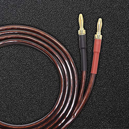 XMSJSIY HiFi OFC Speaker Wire with Spade Plug to Banana Plug Speaker Jumper Cable, 4 Banana Plug to 4 Y-Shaped Fork Plug Gold-Plated Extension Jumper for Speaker Amplifiet -2M（6.56Ft