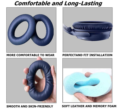 Headphones Replacement Ear Pads Cover, EarPads Cushion for Bose Quietcomfort QC15 QC25 QC35 35 ii -1 Pair (Navy Blue) - color: Navy Blue