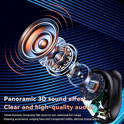 Wireless Earbuds Open Ear Headphones Clip On Earbuds Bluetooth 5.4 Headphones Long Playtime Ear Buds Digital Display Charging Case Noise Canceling Waterproof Sports Earphones