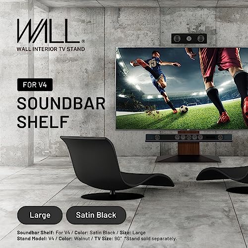 WALL 46.5" Soundbar Shelf for TV Stand V4 Model, Satin Black | Compatible with WALL V4 Model, Creates a Floating Look for Soundbars, Remotes& Small Devices, Flexible Placement