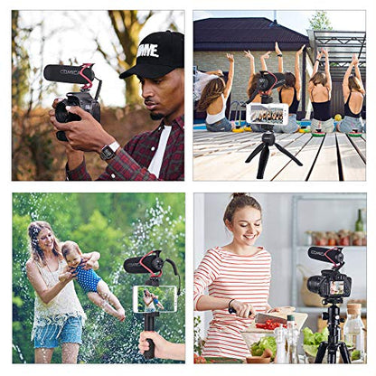 COMICA CVM-V30 LITE Video Microphone,Super-Cardioid Condenser On-Camera Shotgun Microphone for Canon Nikon Sony Panasonic DSLR Cameras,Mic for iPhone Android Smartphone with 3.5mm Jack(Red) - color: Red