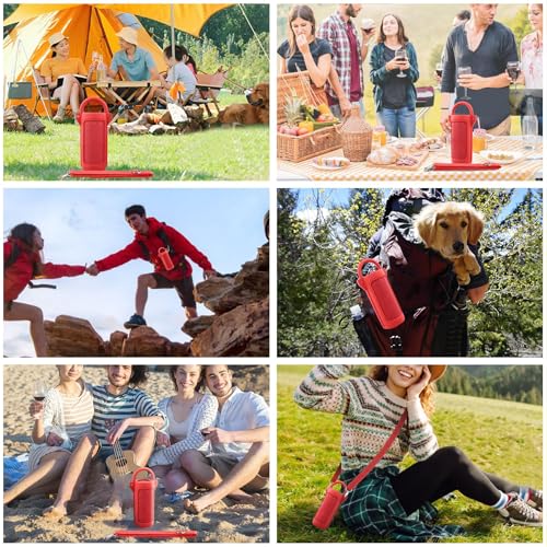 for JBL Grip Portable Waterproof Speaker Silicone Case, Red | Portable Travel Soft Cover with Adjustable Shoulder Strap and Carabiner, Protective Skin Case, Anti-Slip Feet - color: Red Case