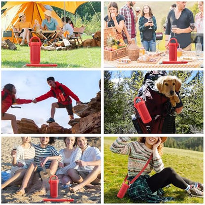 for JBL Grip Portable Waterproof Speaker Silicone Case, Red | Portable Travel Soft Cover with Adjustable Shoulder Strap and Carabiner, Protective Skin Case, Anti-Slip Feet - color: Red Case