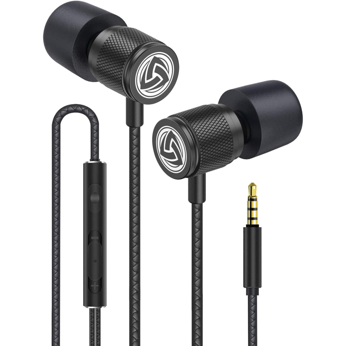 LUDOS Ultra Wired Earbuds in-Ear Headphones, 5 Years Warranty, Earphones with Microphone, Noise Isolating Ear Buds, Memory Foam for iPhone, Samsung, School Students, Kids, Women, Small Ears - Black - color: Black, style: 3.5 mm