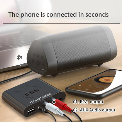 Bluetooth 5.3 Audio Receiver Wireless Audio Receiver RCA Adapter for Stereo | Supports USB Flash Drive/ NFC One Key Connect/ Car Speakers/Wireless Headphones Receiving Mode for Bluetooth Devices