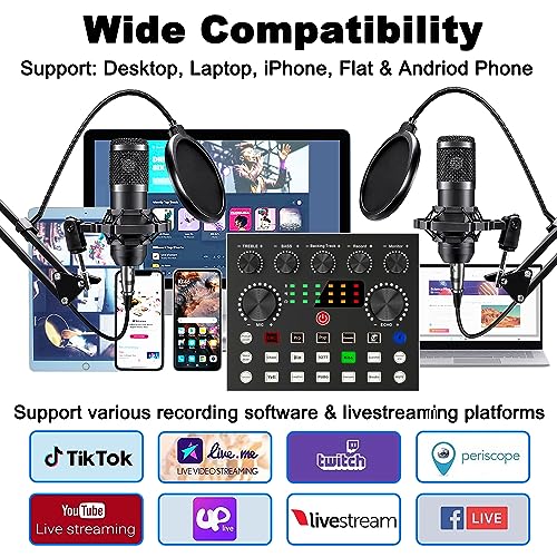 sktome Podcast Equipment Bundle for 2, V8s Voice Changer with BM-800 Podcast Microphone Bundle - Studio Condenser Microphone Perfect for Podcasting, Recording, Singing, Streaming and Gaming