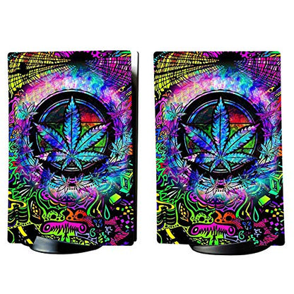 PlayVital Psychedelic Leaf Full Set Skin Decal for ps5 Console Digital Edition, Sticker Vinyl Decal Cover for ps5 Controller & Charging Station & Headset & Media Remote - color: Psychedelic Leaf