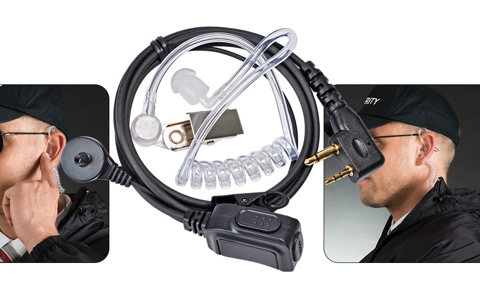 Walkie Talkie Earpiece for Midland Walkie Talkies GXT1000VP4 LXT500VP3 GXT1050VP4 GXT1000XB, Two Way Radio Surveillance Earpiece Headset Ear Piece with Mic and Clear Acoustic Coil Tube, Pack of 2