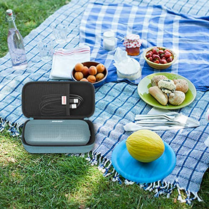 BOVKE Hard Travel Speaker Case for Bose New SoundLink Flex Speaker (2nd Gen) / Bose SoundLink Flex Bluetooth Portable Speaker, Extra Mesh Pocket for Bose Speaker Charger, Charging Cables, Stone Blue - color: Stone Blue