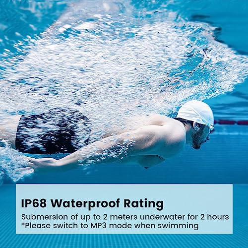 mojawa Run Plus Bone Conduction Headphones, IP68 Waterproof, 32GB MP3 | 8H Playtime Open-Ear Bluetooth 5.2, Deep Bass, Secure Fit for Running Swimming & Gym, Black - color: Black