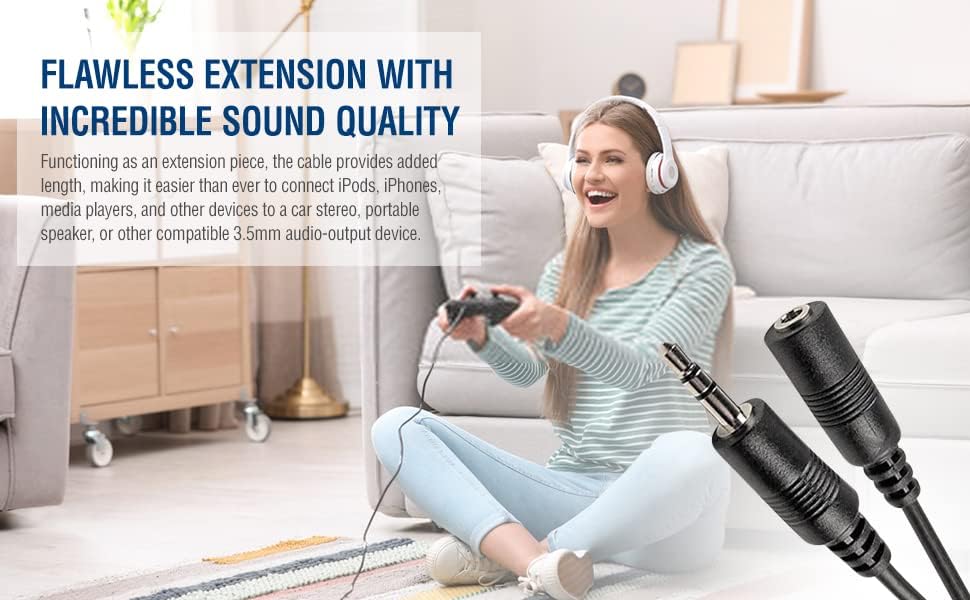 iMBAPrice® 50 Feet Professional Quality Nickel Plated 3.5 mm Male/Female Stereo Audio Extension Cable - color: Male to Female, size: 50 Feet