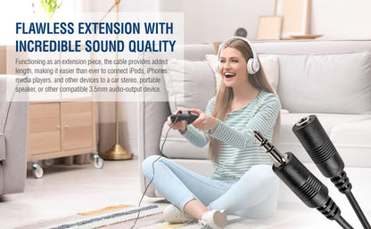 iMBAPrice® 50 Feet Professional Quality Nickel Plated 3.5 mm Male/Female Stereo Audio Extension Cable - color: Male to Female, size: 50 Feet