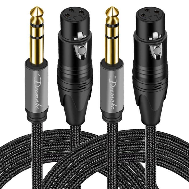2 Pack 1/4" to XLR Cable 15FT, Gold Plated Jack 6.5mm Stereo Male to XLR Female, Balanced 1/4" TRS (Quarter Inch) to XLR Patch Cable Microphone Cord for Speaker Mixer Studio Monitor Preamp - size: 15FT/4.5M