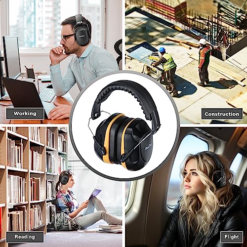 ProCase NRR 28dB Noise Reduction Ear Muffs, Foldable Adjustable Noise Cancelling Headphones - color: 1 - Orange