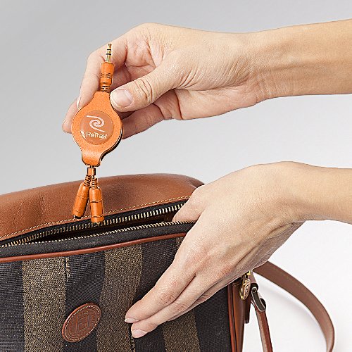 ReTrak Retractable Headphones Splitter, Orange (ETCABLESPLOR ) - color: Orange
