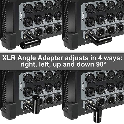 HQRP 3-Pin XLR Angle Adapter Dual Male & Female with 4 Adjustable Angle Positions Right Left and 90 Degree, Compatible with Mixers that Interfere with Other Applications, Durable Metal 3-Pin Connector