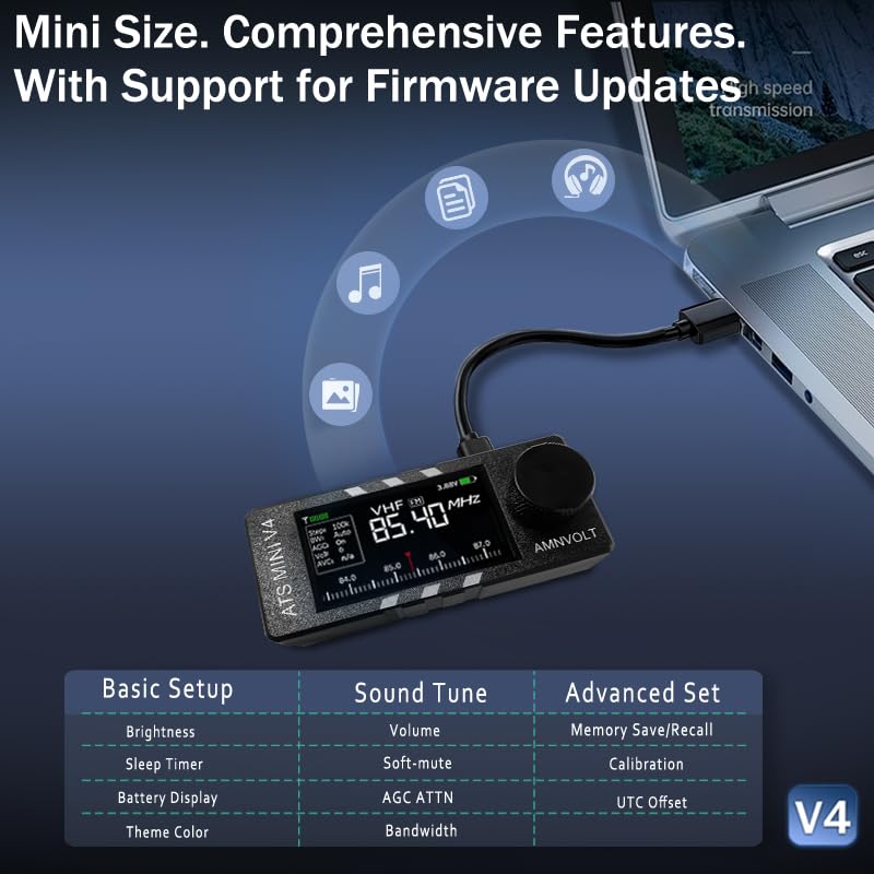 Upgraded ATS MINI V4B Radios with Plastic Casing, SI4732 Pocket Shortwave Radio, Portable AM/FM/LSB/USB Full Band Receiver, with Built-in Headphone Amplifier, Speaker and Hi-Z - style: Plastic Shell Style