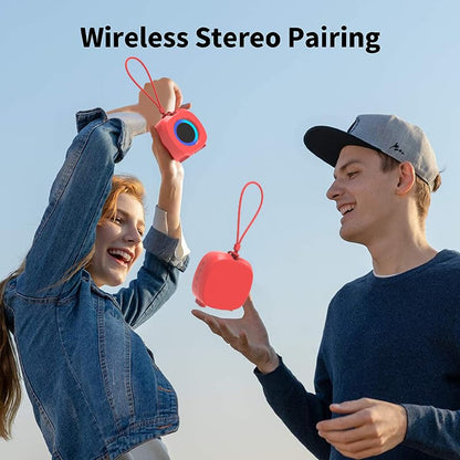 Bluetooth Speaker Portable Media Players Clear Loud Stereo Sound Deep Bass Wireless Speaker With Lights TWS IPX5 Waterproof Small Speakers Long Playtime for Home/Party/Outdoor/Beach Electronic Gadgets - color: Red