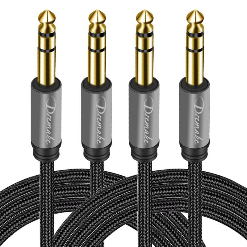 Quarter Inch TRS to TRS Cable - 2Pack 10FT 6.35mm Balanced Stereo Audio AMP Cable - Premium Jack 6.35mm Male to Male Audio Cord for Studio and Live Sound Equipment, Mixers, and Home Use - size: 10FT/3M