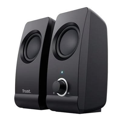 Trust Remo 2.0 PC Speakers, 16W (8W RMS), USB Powered, Jack 3.5mm, Stereo Speaker Set with Volume Control, Compact Sound System for Computer and Laptop - Black - style: Remo 16 W