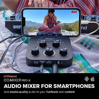 Roland GO:MIXER PRO-X Audio Mixer for Smartphones | Connect and Mix up to 7 Audio Sources | Add Studio Quality Audio to your Social Content and Livestreams