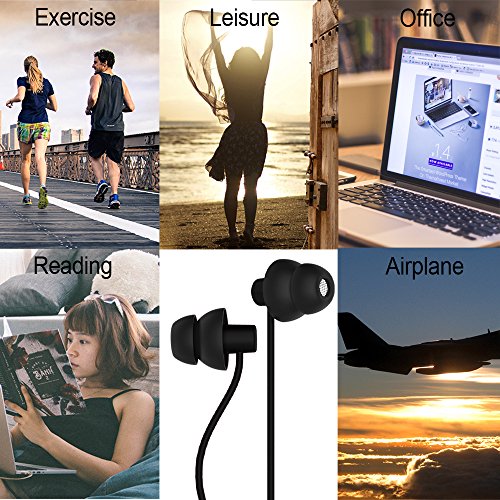 MAXROCK (TM Unique Total Soft Silicon Sleeping Headphones Earplugs Earbuds with Mic for Cellphones,Tablets and 3.5 mm Jack Plug (Black) - color: Black