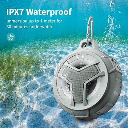 EBODA Bluetooth Shower Speaker, Waterproof Portable Bluetooth Speakers, IP67 Waterproof Wireless Speaker with LED Light, Floating, 2000mAh, True Wireless Stereo for Kayak, Beach, Gifts for Men, Women