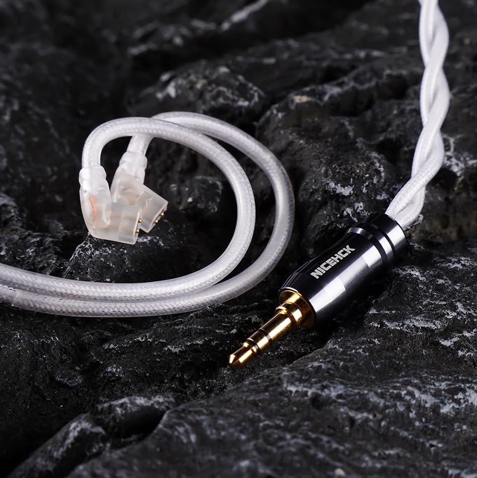 NICEHCK SnowWings 3.5mm Single-Ended MMCX 7N OCC Gold Plated IEM Cable | MMCX connector terminal fits all mainstream MMCX interface in-ear monitors