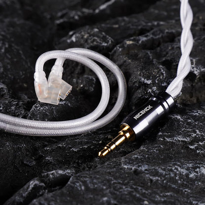 NICEHCK SnowWings 3.5mm Single-Ended MMCX 7N OCC Gold Plated IEM Cable | MMCX connector terminal fits all mainstream MMCX interface in-ear monitors