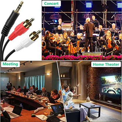 3.5mm Stereo Male to 2RCA Male (Right and Left) RCA Audio Cable (15 Feet) - size: 15 Feet