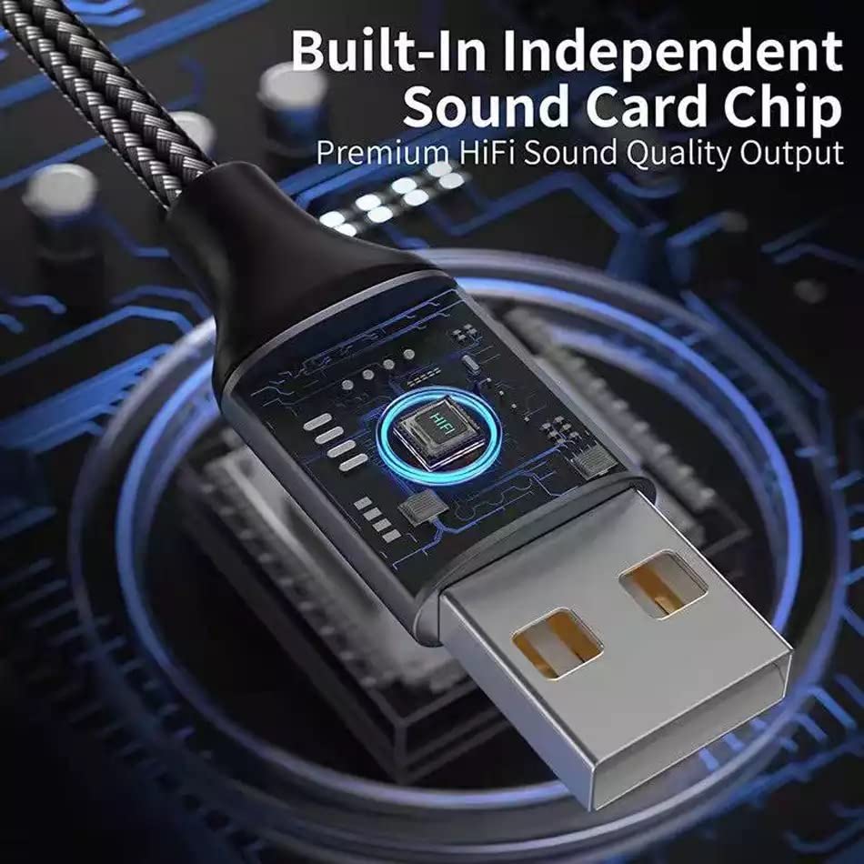 USB to 3.5mm Jack Audio Adapter, USB Audio Cable, External Sound Card USB to Headphone and Mic Adapter, USB 2.0 Male to Dual 3.5mm Female Headset TRS Jack for PS4, PC, Laptop, Gaming Headset Headphone