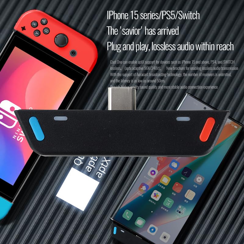Le Audio USB C Bluetooth 5.4 Transmitter for Mobile/Game Player/PS5 to Wireless Headphones Earbuds, LDAC/AptX Lossless/Adaptive/Low Latency/Auracast