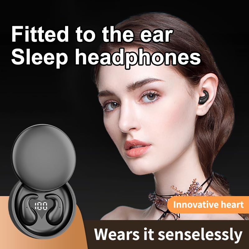Mini Invisible Earbuds Bluetooth 5.4,Sleep Earbuds for Side Sleepers, Mini Noise Blocking Sleep Earphones,Sleep Friendly Side Sleeping Earphones, for Work (Black) - color: Black