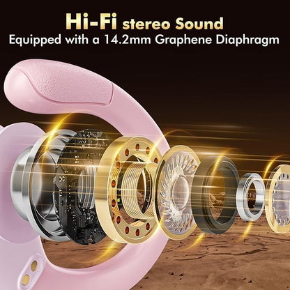 HAOYUYAN Wireless Earbuds, Sports Bluetooth Headphones, 80Hrs Playtime Ear Buds with LED Power Display, Noise Canceling Headset, IPX7 Waterproof Earphones for Workout/Running (Pink) - color: Pink