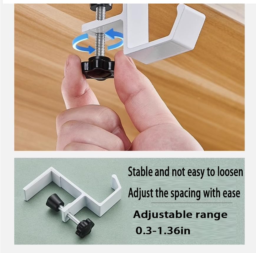 3 Pack Desk Bag Hook, Metal Hook Clamp (White-A) | Under Desk Mount Bag Hook Clamp, Desk Hook for Headphones, Backpack Hooks Clamp - color: White-A 3pc